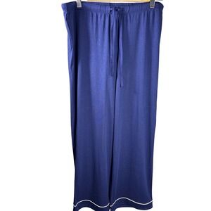 Nordstrom Womens Navy Blue Modal Pajama Pants White Piping Sleepwear Size Medium